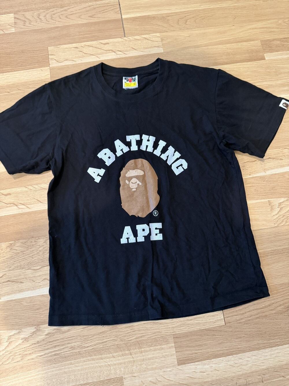 BAPE College Shirt Medium Black Made in Japan A Bathing Ape